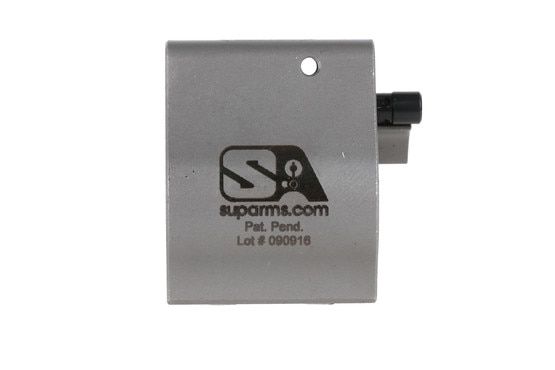 The Superlative Arms .625 adjustable gas block uses set screws to secure it to a barrel